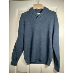 Onward Reserve Shawl Collar Pullover Lambswool Blend Blue Marl Sweater Men's S